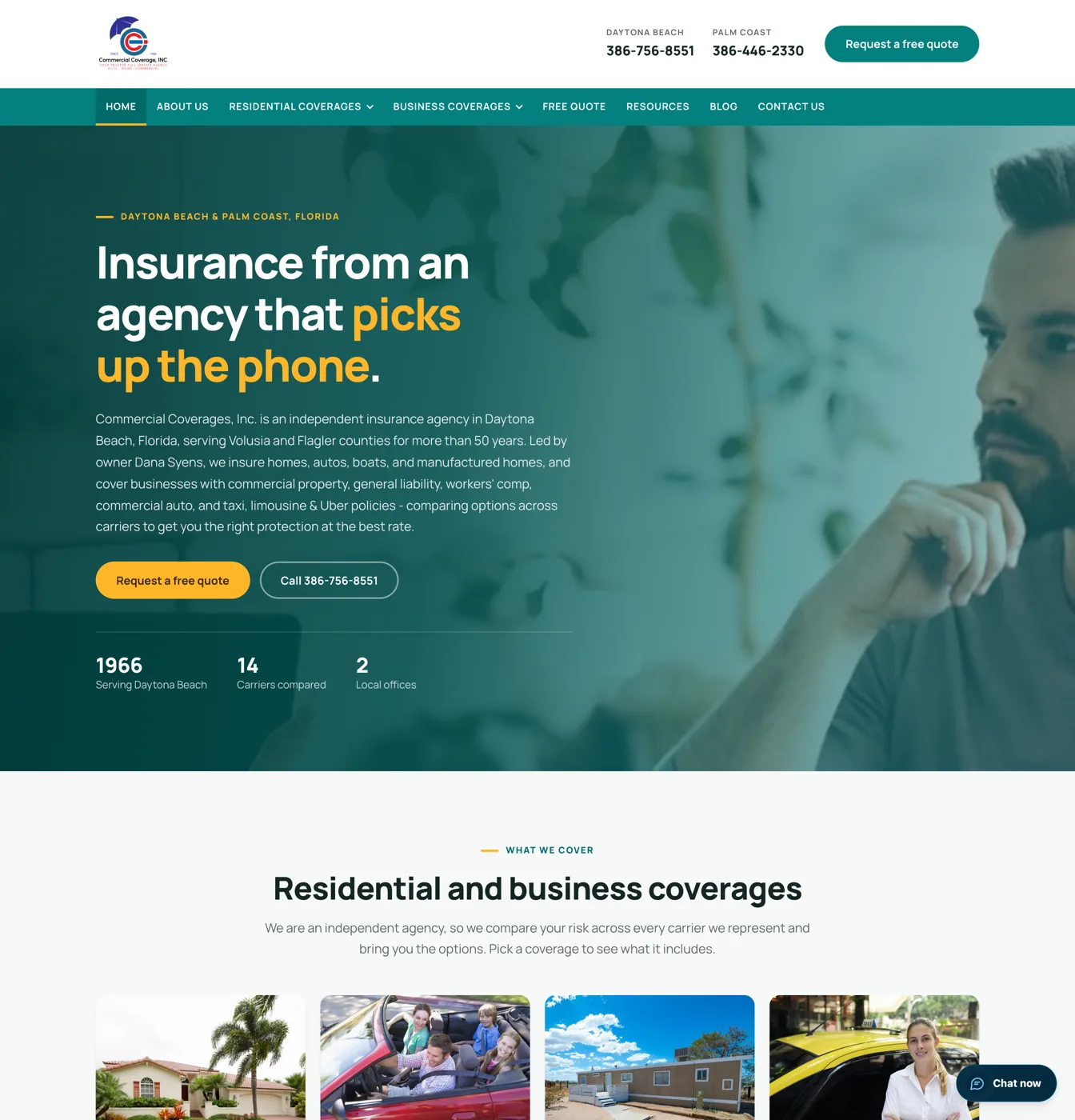 Commercial Coverages agency website